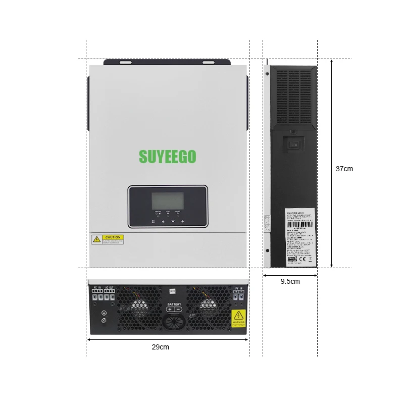SUYEEGO LCD Display Solar Inverters 3kw 6KW 50 60hz Single Phase Hybrid Off Grid Solar Inverter 3KVA 24V 48V for solar systems