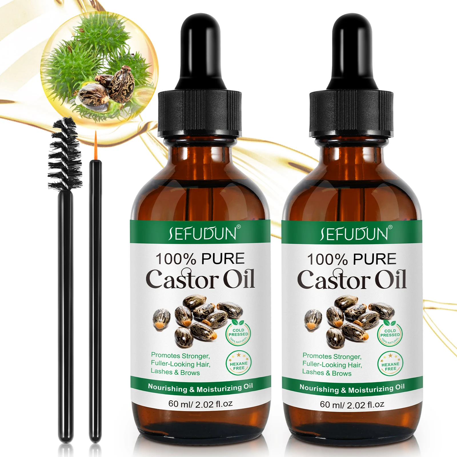 SEFUDUN Cold Pressed Pure Castor Oil Private Label Natural Organic Scalp Nourishing Stronger Hair Castor Oil For Hair Growth