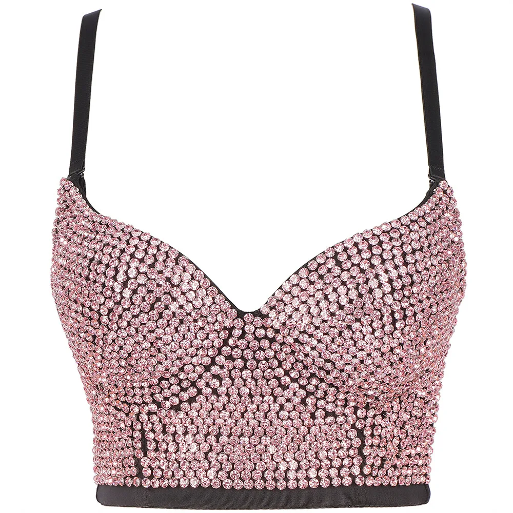 Роскошный блестящий бюстье со стразами T961 бюстгальтер с бисером кофта корсет яркими бриллиантами короткий топ «Форсаж»