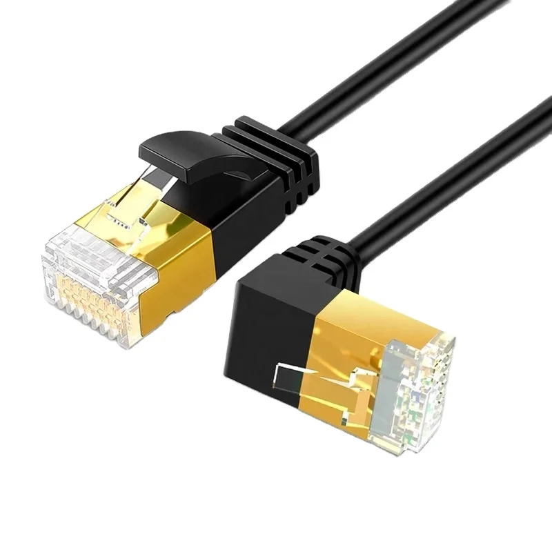 High quality Cat7 Ethernet Cable RJ45 Right Angle UTP Network Cable Patch Cord 90 Degree Bare Copper Flat CAT8 Network Cable