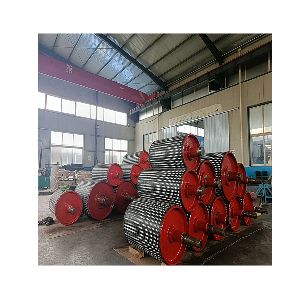Manufacturer Factory Custom Ceramic Coating gear Roller Ceramic lined belt pulley conveyor drum rubber lagging
