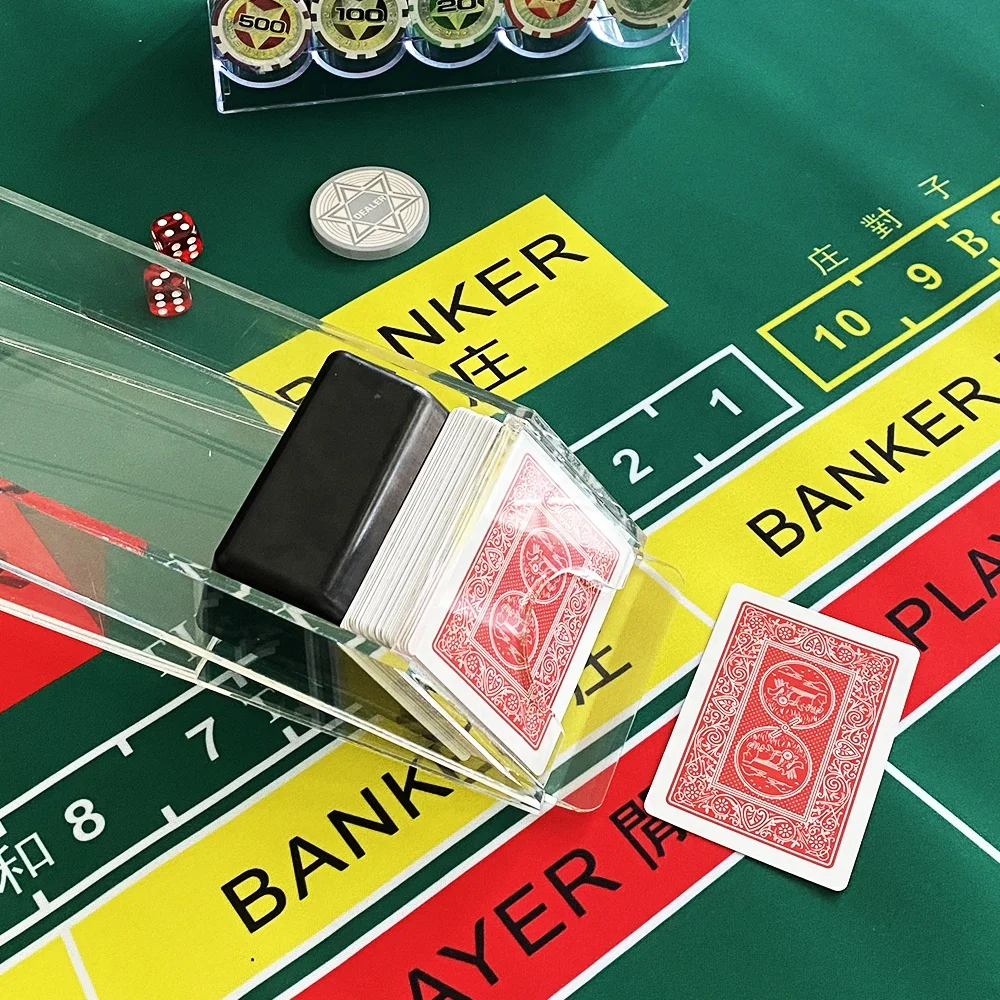 Hot selling casino accessory playing card transparent dealing shoe for blackjack holds 1-8 decks of poker cards