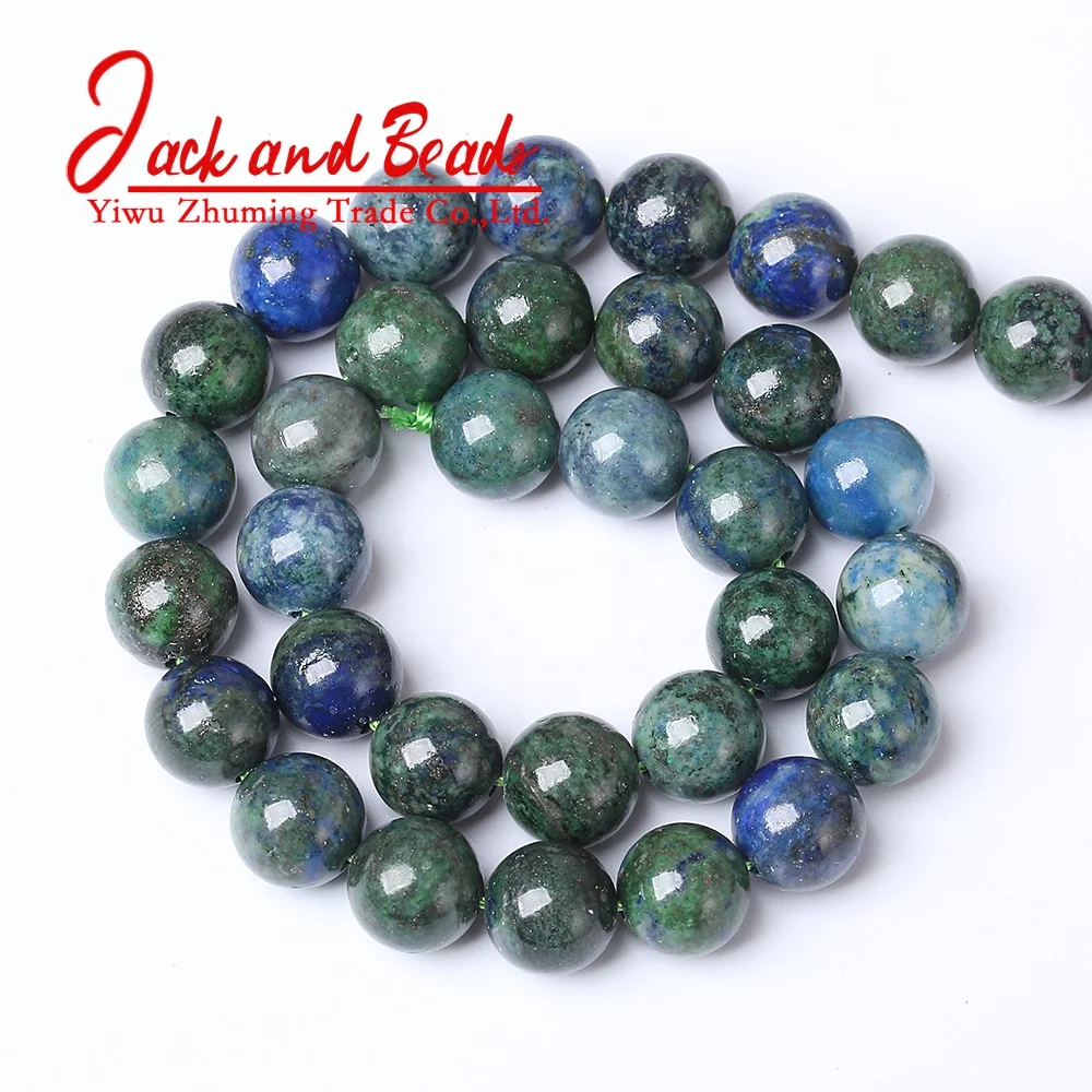
Natural Stone Chrysocolla Azurite Lapis Lazuli Malachite Round Loose Beads Making Necklace 