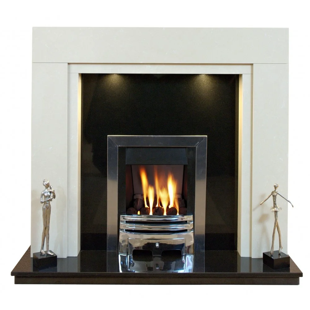 Decorative large white marble stone italian fireplace surround