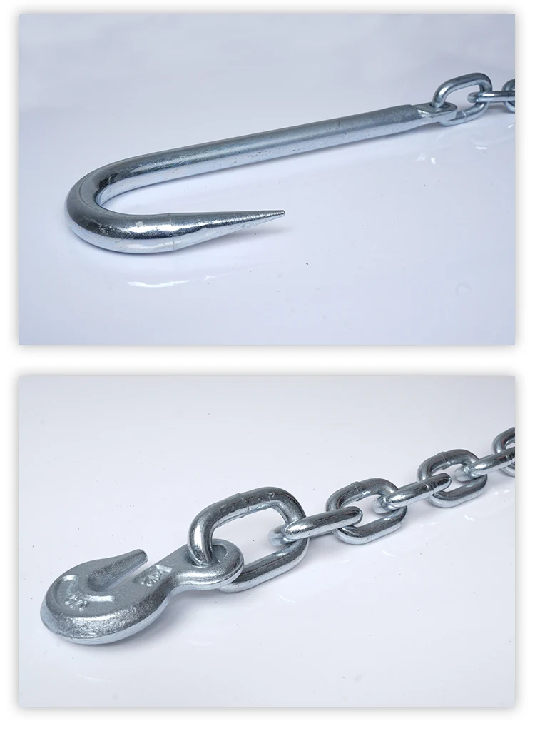 BOHU Heavy Duty G70 Stainless Steel Usa Standard Trailer Chain Towing Links Chain With J Hook