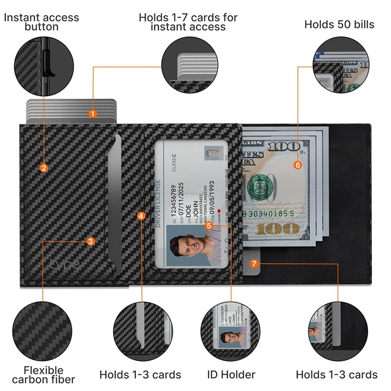 Free Custom Logo Slim Leather Card Holder Premium Genuine Leather Minimalist Wallet with Tracker