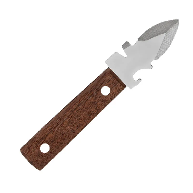 Heavy Duty Seafood Clam Knife Shellfish Opener Stainless Steel Shucking knife with Non-Slip Wooden Handle and Large Guard