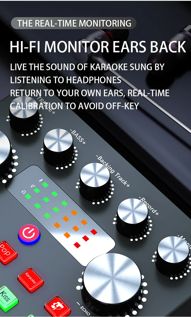 Live streaming equipment V8 Podcast Mixer Live sound card for mobile phone vlog Recording