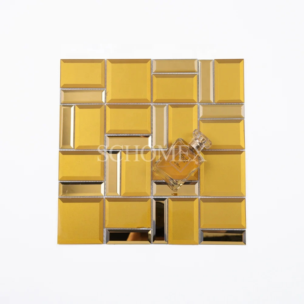 Золотая квадратная зеркальная стеклянная мозаика Schomex для кухни оптом
