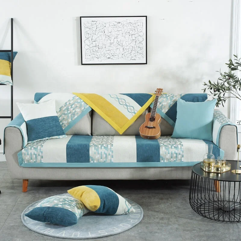 i@home nordic style 4 seasons universal striped sofa towel non-slip chenille fabric sofa cover