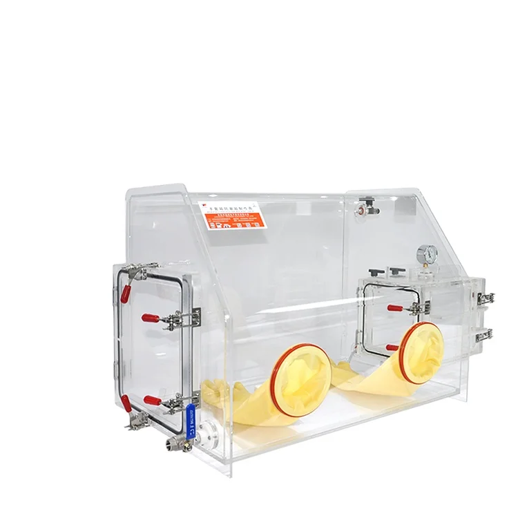 AGB-3B cheap lab vacuum antechamber isolate sensitive Chemical materials lithium ion battery Clear acrylic PMMA glove box