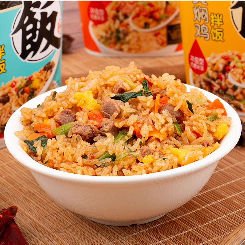 Boiled water instant rice no-cooking no-steaming convenient food braised chicken dried bibimbap lazy instant bucket