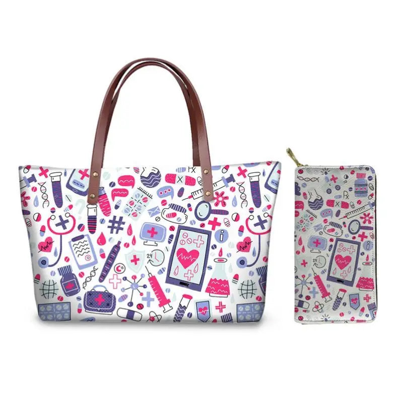 Girls Bags Shoulder Cartoon Doctur Nurse Medical Tools Design Large Womens Tote Bags Wholesale Handbags Ladies Medico Monedero
