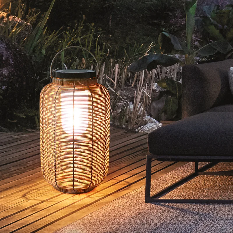 Solar Lantern Solar Rattan Lantern Outdoor with Twine Handle Garden Hanging Lights Solar Lanterns Outdoor Waterproof