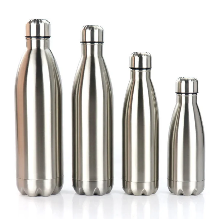 
350ml to 1000ml Eco-Friendly double wall 18/8 stainless steel insulated cola shape vacuum thermal sports chilly water bottle 