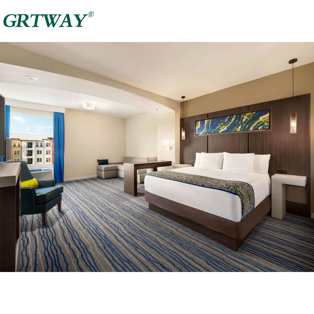 Комплект мебели для спальни GRT6004, Современная фабричная поставка, низкая цена, деревянная мебель для отеля La quina