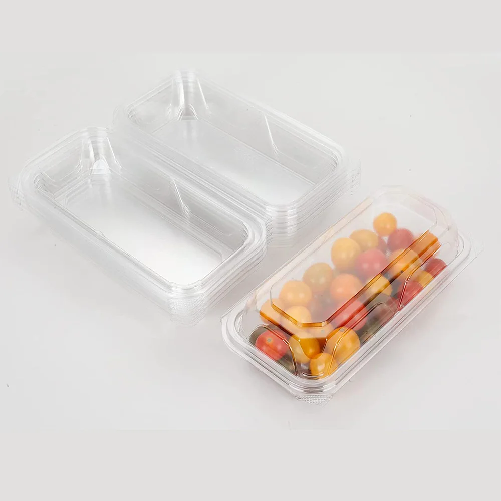 factory price container eco clamshell for fruit wholesale Environmentally friendly plastic tray PET Plate hinged food shop
