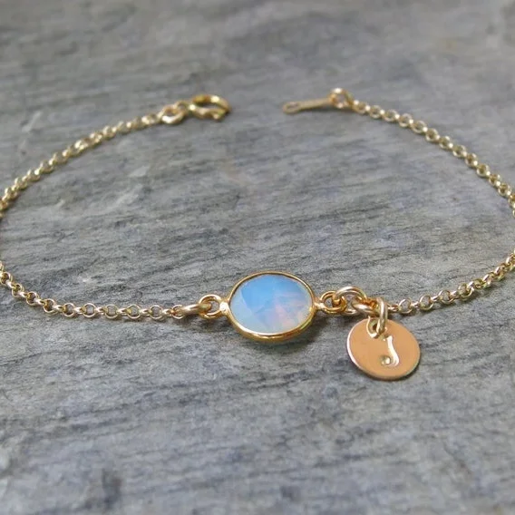 Trendy Stainless Steel Jewelry Gold Bracelet For Woman Sliding Knot Crystal Bracelets Healing Natural Stone Opal