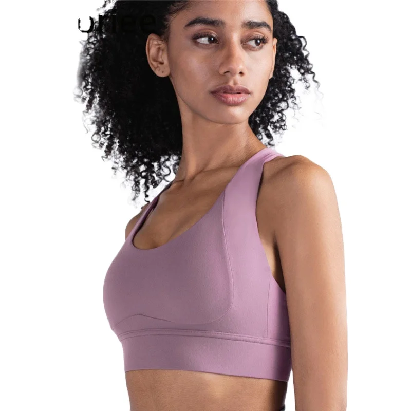 
Full Coverage Seamless Running Gym Wear Yoga Solid Color Naked Feel Yoga Sports Bra Top Fitness Yoga Wear 