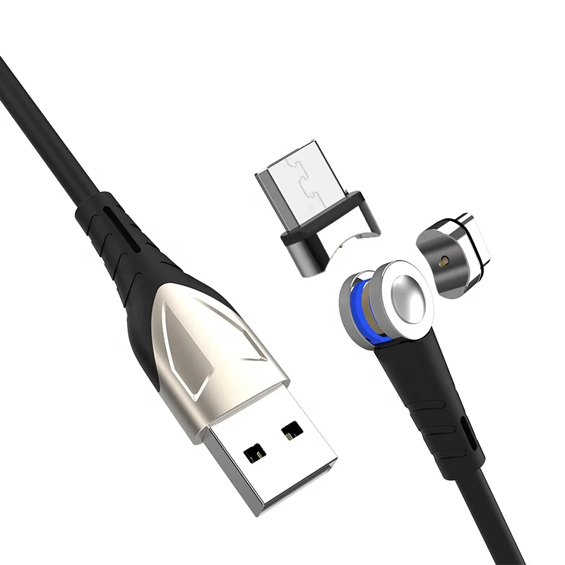 
2020 Newest Hot Selling 3 in 1 Strong Magnetic 180 degree rotatable LED Type C cable with 1m 2A Fast Charging Data USB C cable 