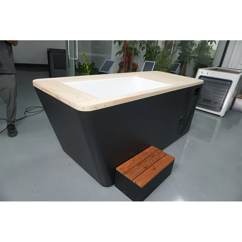 Wooden Professional Rehabilitation Machine Cold Water Diving With Chiller Portable Chiller Ice Bath Cold Plunge With Water