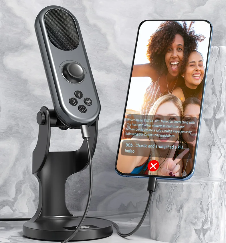 Hot Sell Mobile  Noise Cancellation Podcast Equipments USB Gaming Mic Condenser Studio Recording Microphone