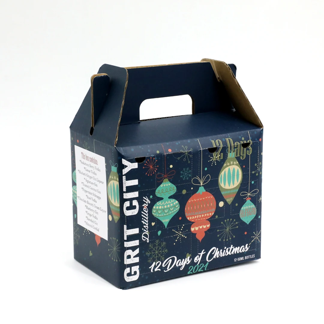 Customized Christmas Gift Box Wine Packaging Box Corrugated rigid beer storage box for holiday with portable handle