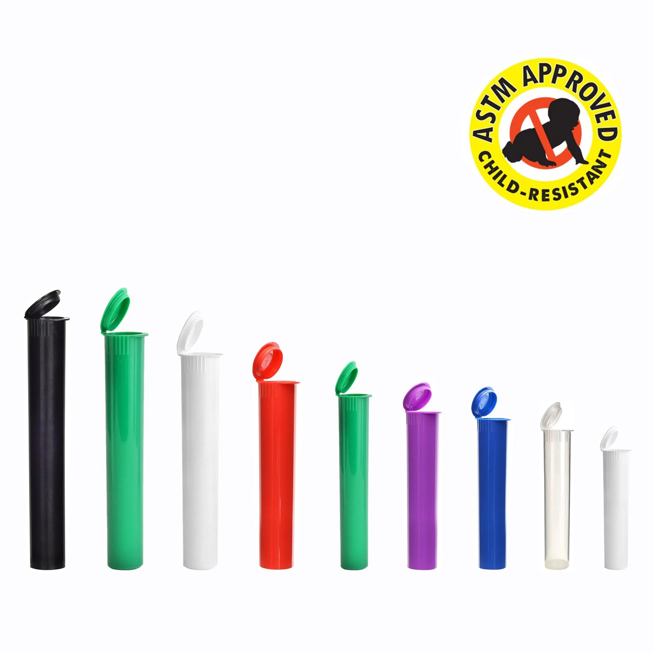 Wholesale Black Pop Top Tube Smoking Flower Packaging Child Safety Plastic Roll Tubes 90mm 116mm