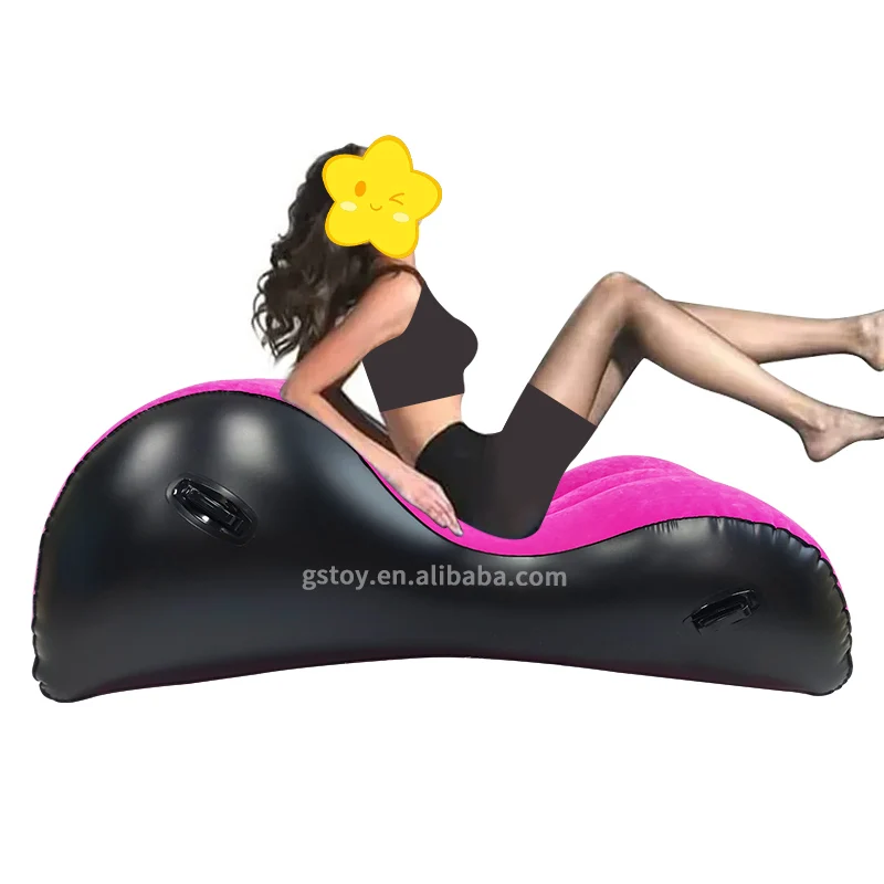 PVC flocked lover sexy air bed sofa blow up S shaped lounger inflatable love sofa