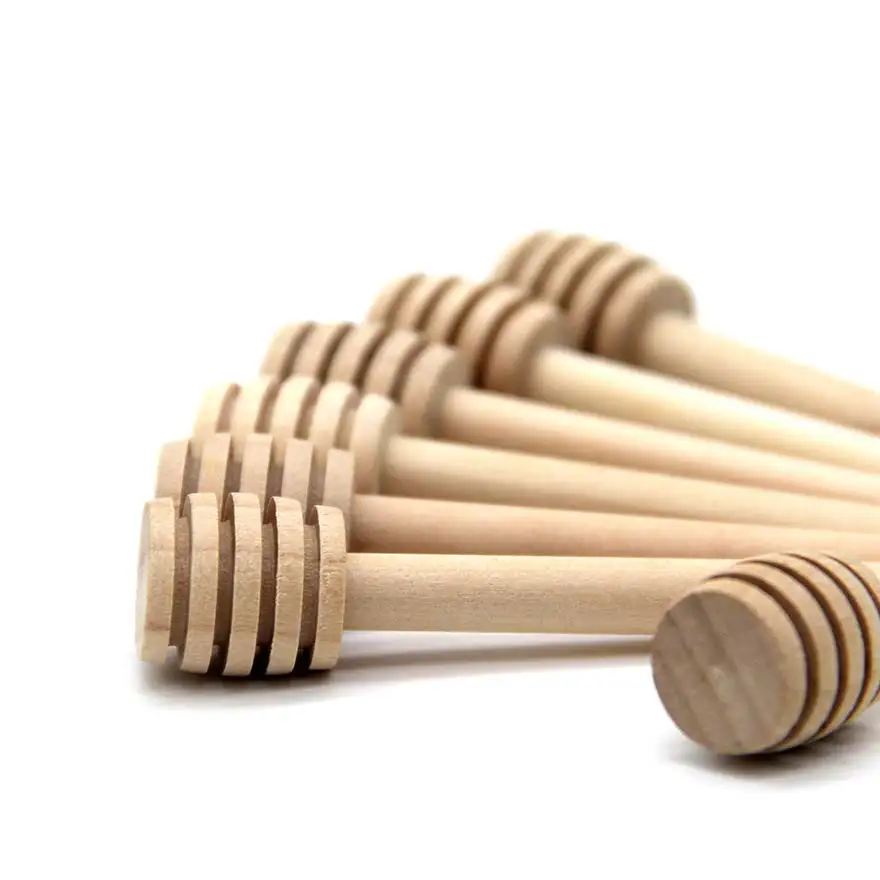 Wooden Honey Mixing Stirrer Wooden Long-handled Spoon Wood Honey Comb Stick Honey Spoon For Wedding Party