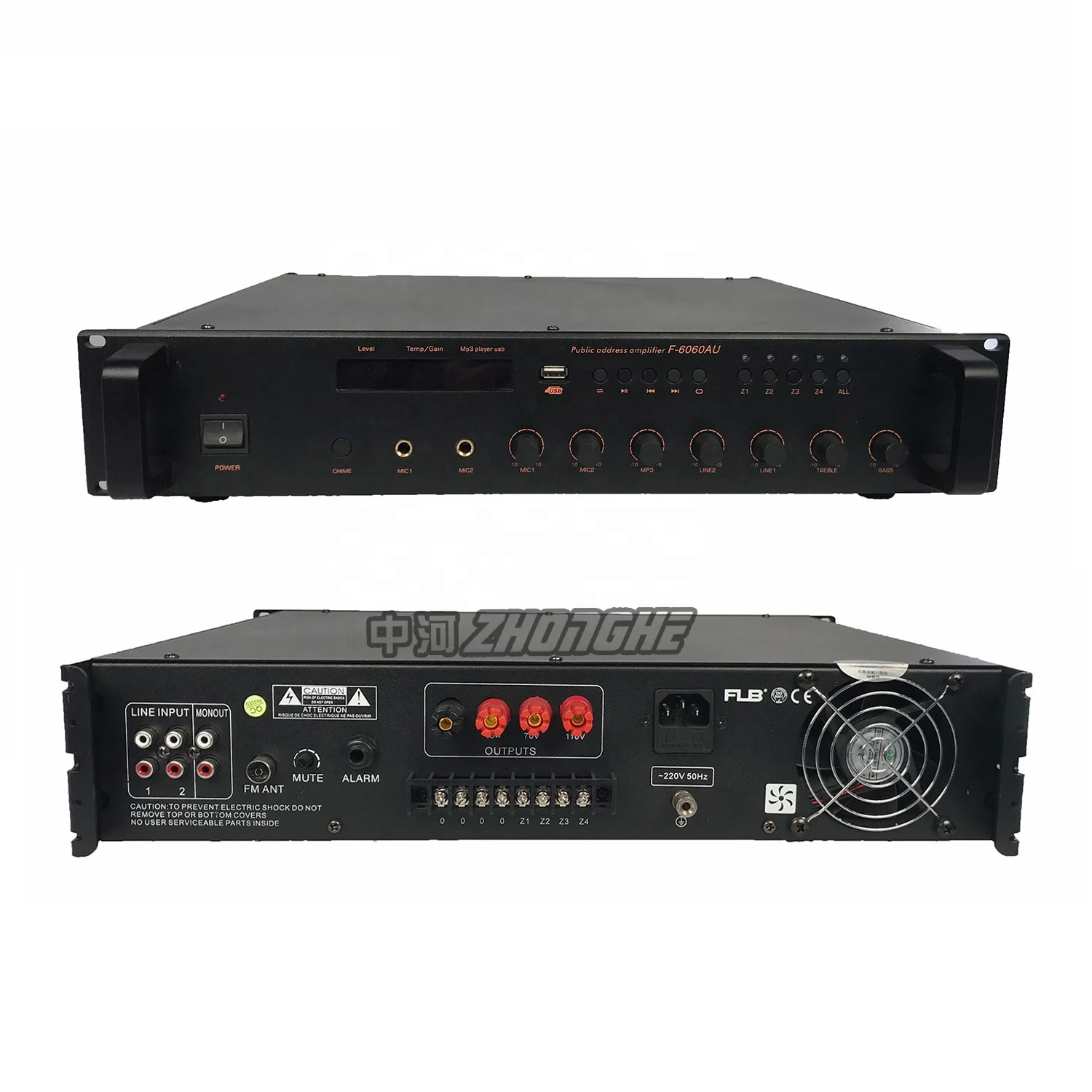 F-6350AU radio broadcast equipment 350W BT USB FM pa audio 4 way amplifier