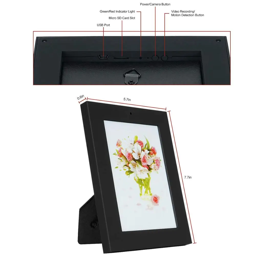Лидер продаж на Amazon фоторамка скрытая камера 1280x960 пикселей мини-видеокамера Dvr AVI