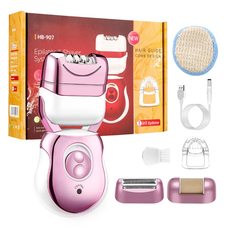 3 in 1 Professional Pedicure Kit Feet Spa Care Kit Clean Tools Foot Scrubber Electric Callus Hair Remover for Dry Dead Cracked