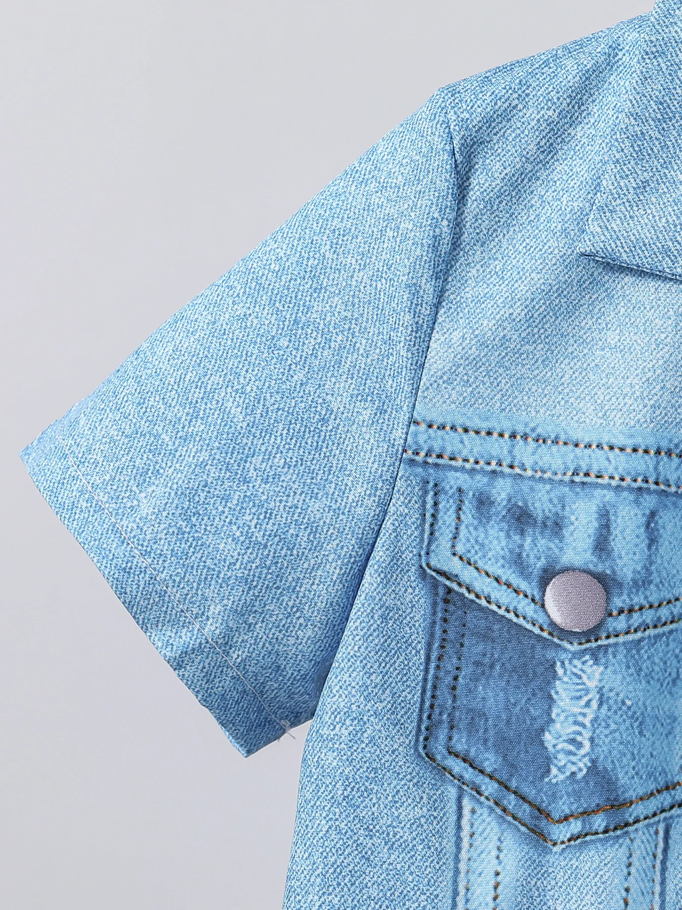 2024 Summer Boys Clothing Sets 4-5 Years Korean Style Short Sleeve Denim Suit for Boys Wholesale Fashion Two Pieces Set for Kids