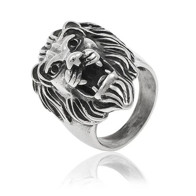 Non-fading design lion/snake/feather shape stainless steel jewelry punk ring