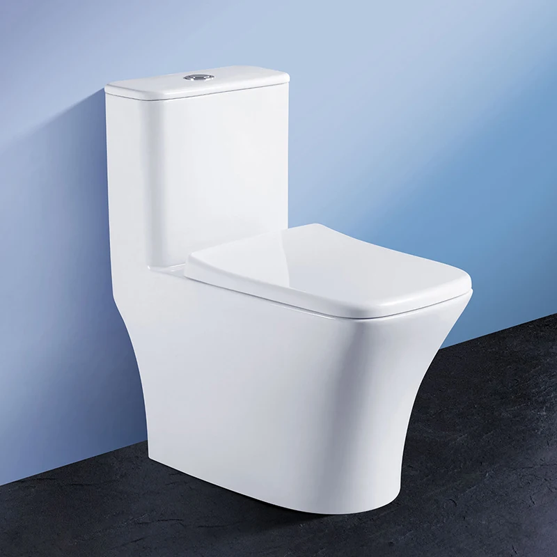 New arrival white color P-trap S-trap square ceramic one piece toilet WC washdown rimless