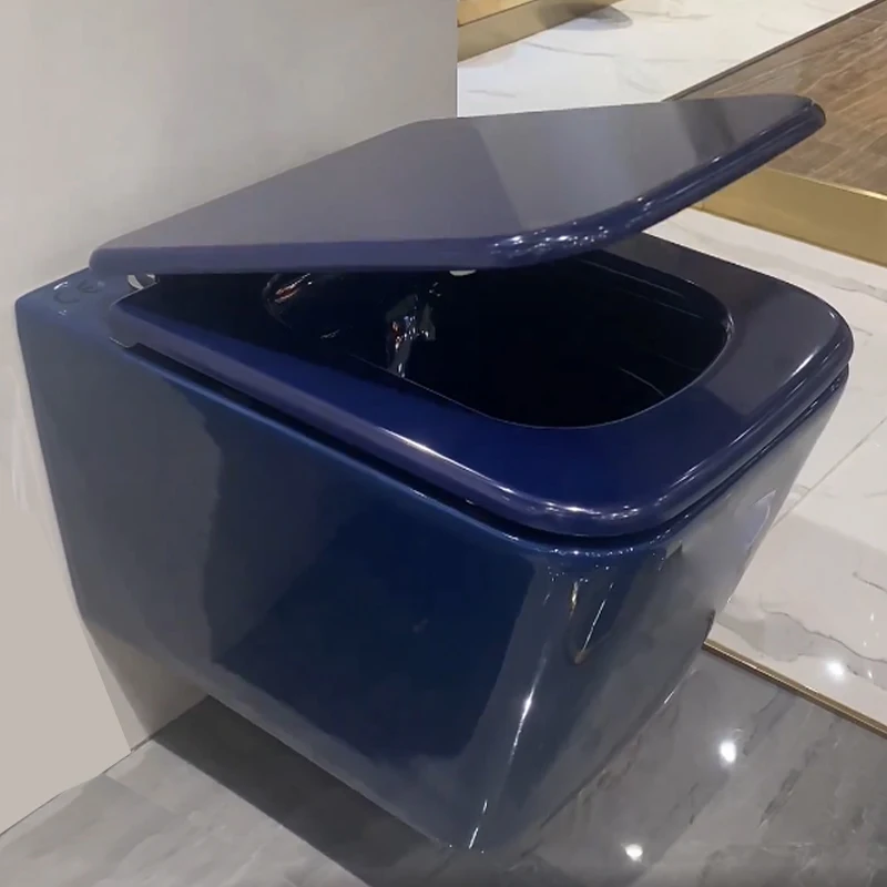 blue wc bathroom porcelain one piece toilet W/C washdown closet  indoor bathroom set wall hung tank united p-trap WC for hotel