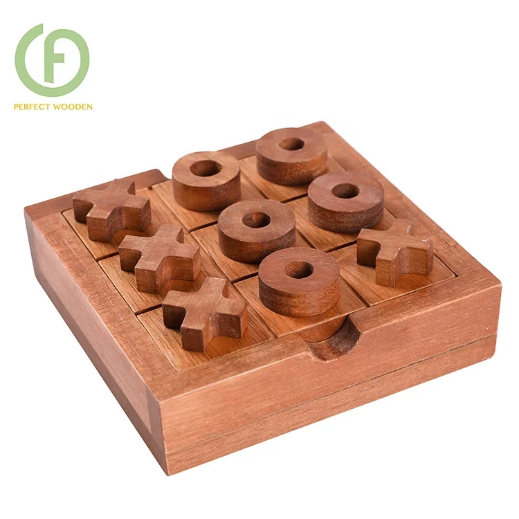 Wooden Tic Tac Toe Table Game Board Toy Family XOXO Indoor Game