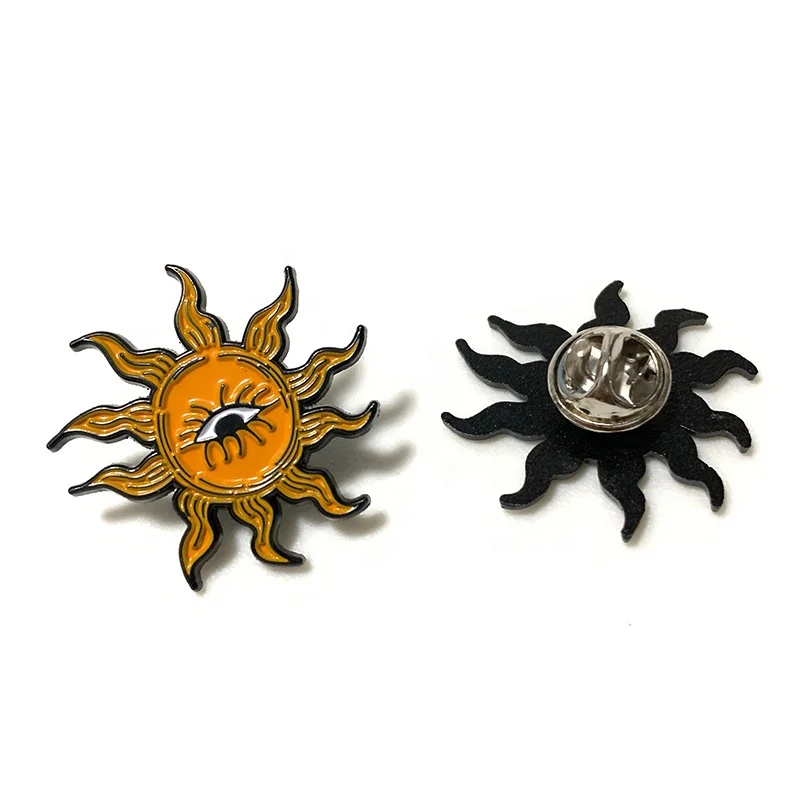 No Minimum Metal Badge Manufacture Wholesale Metal Soft Enamel Pins Bulk Sun Eye 3D Lapel Pins Custom Enamel Pin