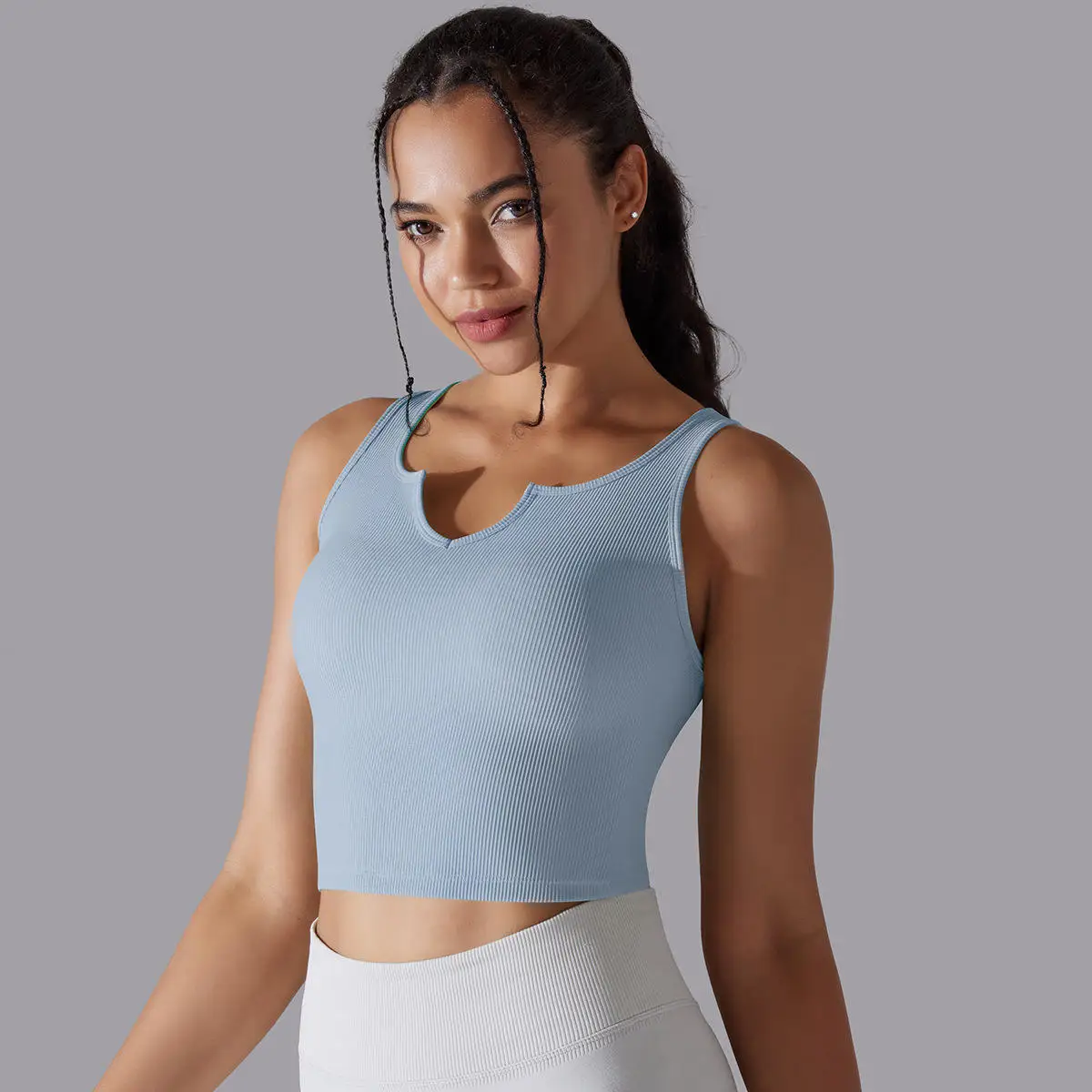 2024 Seamless Sports Vest for Women Cropped Tank Top Built in Padded Gym Fitness Sportswear Factory