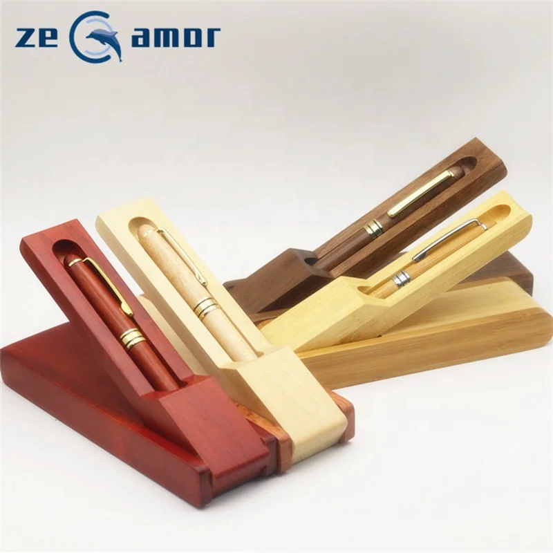 Zeamor Boligrafo Luxury Wood Gift Set Wooden Box Fountain Roller Gel Ball Point Pen Cases For Souvenir Logo Custom