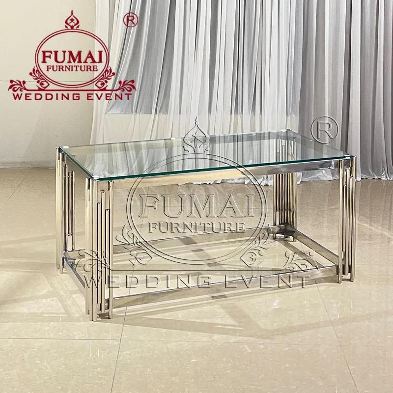Living Room Stainless Steel  Modern Luxury Centre Glass Coffee Tables
