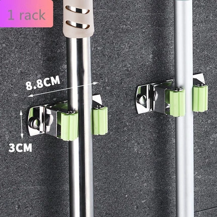 Broom Mop Holder Heavy Duty Hooks Hanger Wall Mounted  Stainless Steel Organizer for Laundry Garden Cleaning Tools Rack Storage