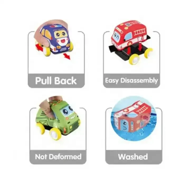 Hot Sale Early Educational Cartoon Cloth Pullback Car Baby Crawling Carpet Soft Toy Set Game Mat For Baby