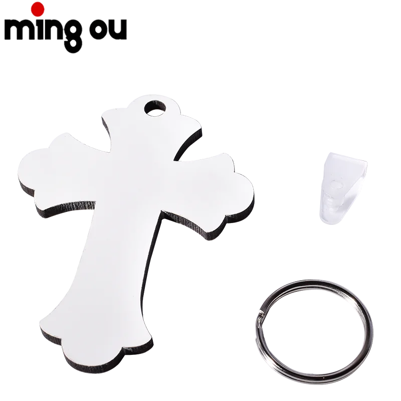 DIY Печатный MDF брелок-Крест Форма Сублимация заготовки брелок теплопередачи