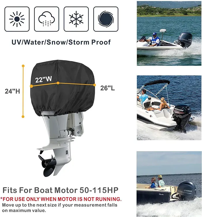 600D Heavy Duty Fade Resistant UV-proof Dust-proof Waterproof Outboard Motor Cover Outdoor Boat Engine Hood Covers