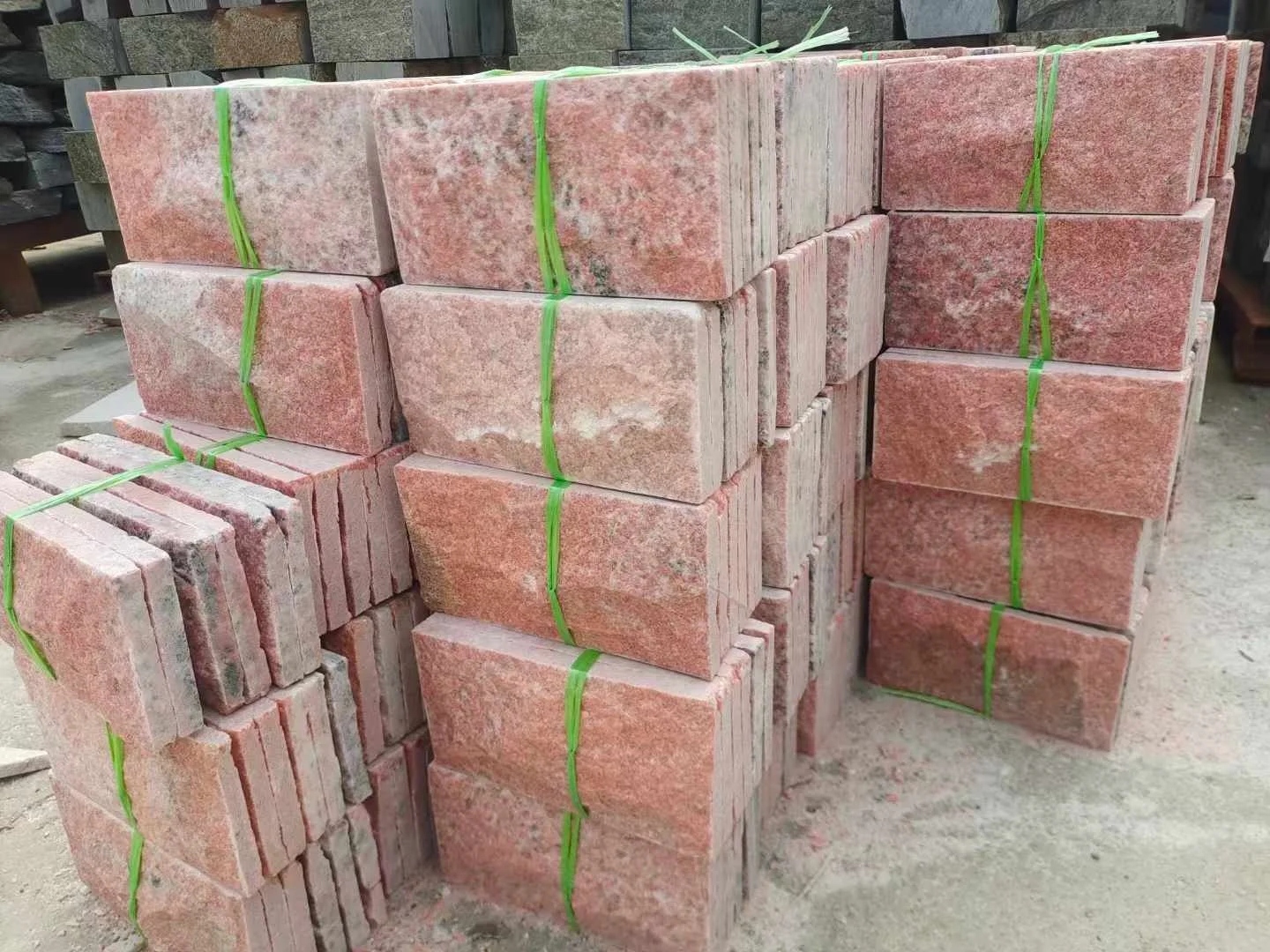 pink stacked stone cladding facade natural culture stone fireplaces exterior siding wall panel veneer exterior stone