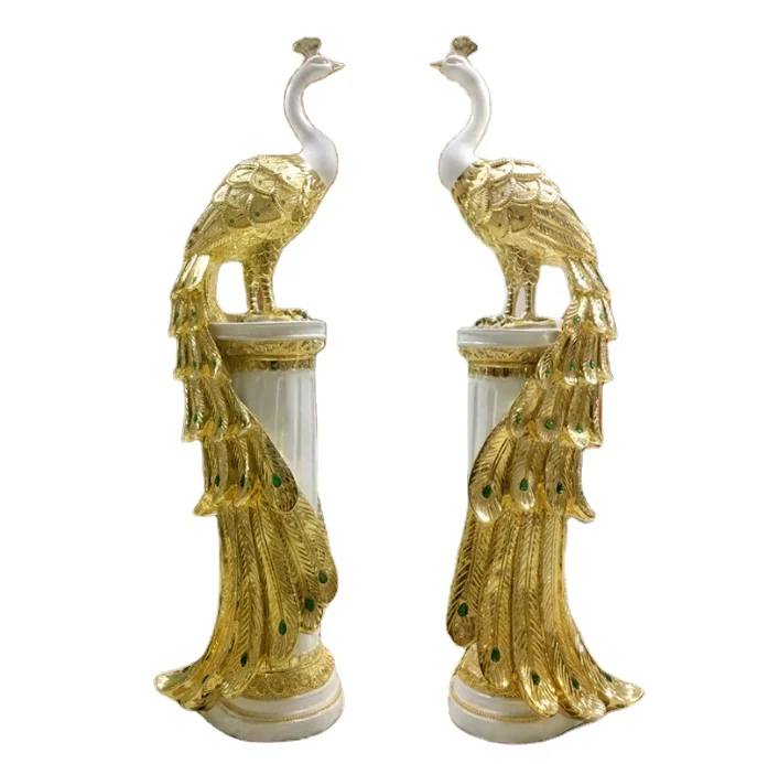 2022 Large Size Vertical peacock Figurine European Style 117CM Resin Electroplating Peacock Statue Home Peacock Figurine