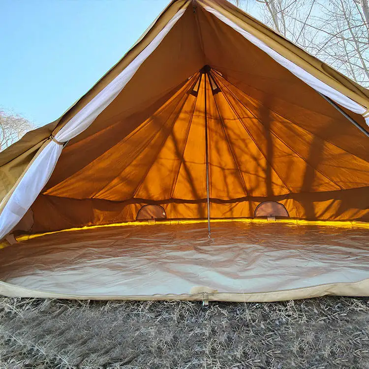 Customize luxury canvas bell tent 4m outdoor lotus bell tent 4 seasons