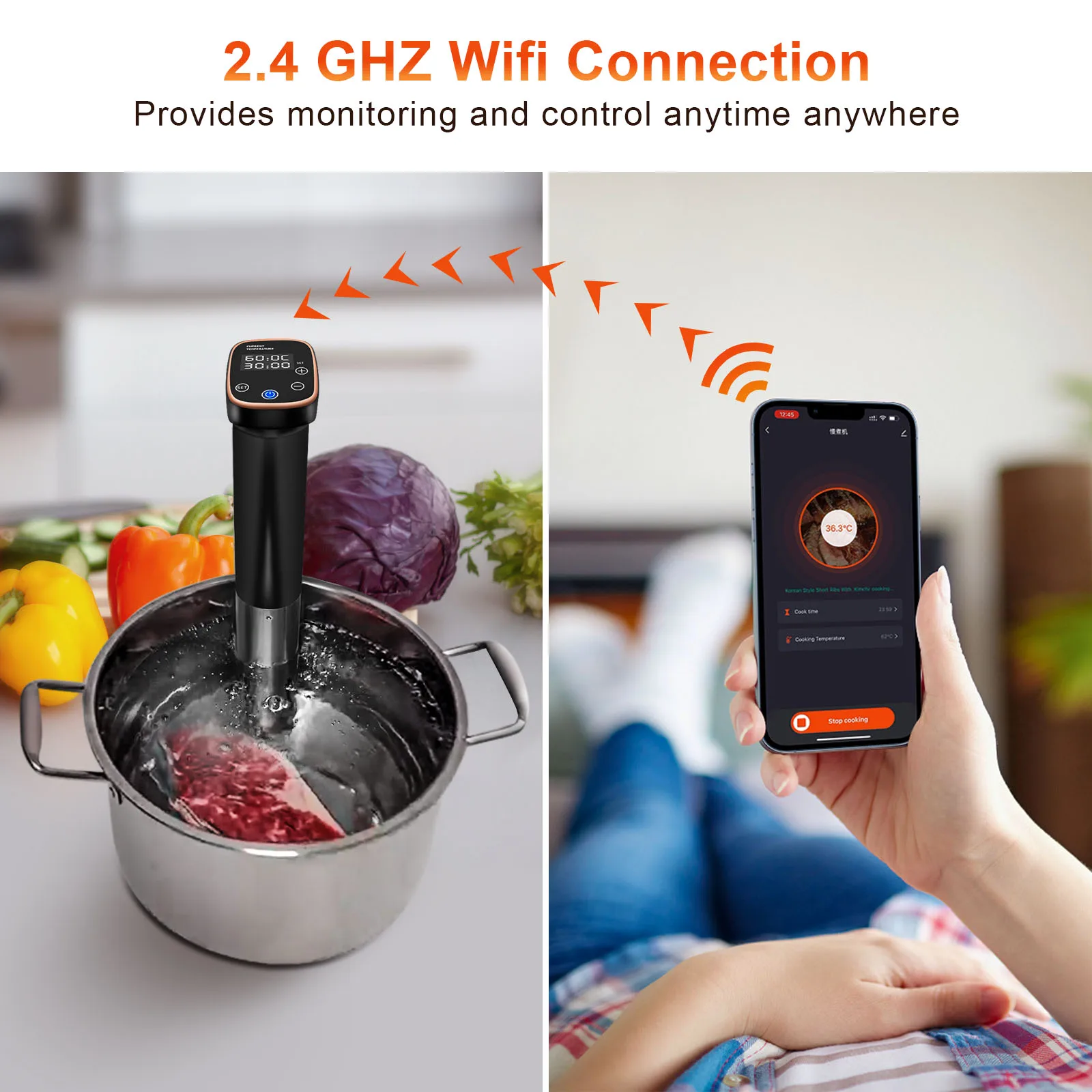 Высокоточная плита Sous Vide с Wi-Fi управлением через приложение 1200 Вт погружной циркулятор вакуумный нагреватель точная температура